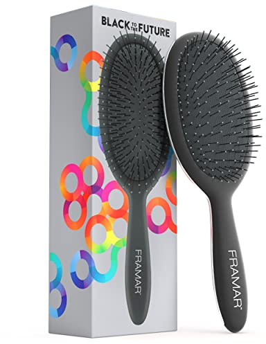 FRAMAR Spazzola districante per capelli da donna, spazzola per capelli bagnati, spazzola per capelli da donna, spazzola districante efficace, riduce la rottura dei capelli e l'effetto crespo - Nero