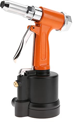 Hydraulische Luftnietpistole, pneumatische Nietpistole mit starkem kurzem Zylinder für Aluminium-, Eisen- und Edelstahlbleche(Orange Schwarz)