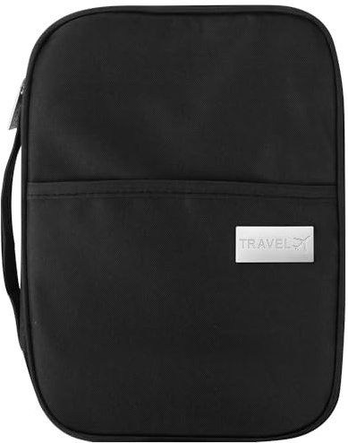 HCFGS Reisepass Schutzhülle Reisepass Tasche Familie Reiseorganizer mit RFID-Blocker für Kreditkarten, Ausweis und Reisedokumente (Schwarz)