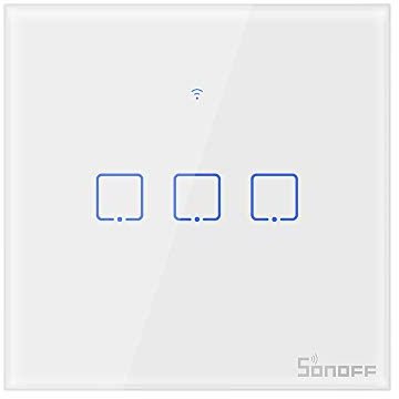 Interrupteur Mural Intelligent,Sonoff Interrupteur Connecté WiFi sans fil,Compatible avec Alexa,Google Home et IFTTT,Interrupteur Tactile Avec Contrôle à Distance et Fonction de Temps(3 Gang)