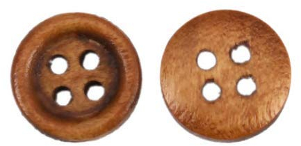 30 Premium Holzknöpfe 12mm braun - 4-Loch-Knöpfe rund aus Holz zum annähen aufnähen nähen Knopf runde Knöpfe Bastelknöpfe Vierlochknöpfe braun hellbraun