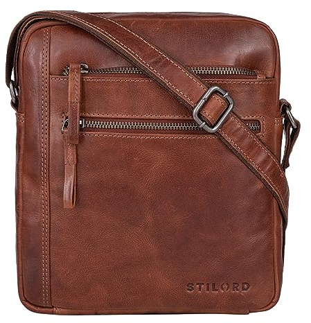 STILORD Garcia Kleine Umhängetasche Echtleder Braun Vintage Messenger Bag Ledertasche für 9,7 Zoll iPad und 10,1 Zoll Tablet Moderne Schultertasche aus Leder Farbe:Milano - braun