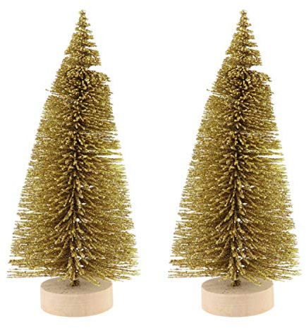 NUOBESTY Desktop-Dekoration 2 stücke künstliche weihnachtsbäume Tabletop Glitter weihnachtsbaumschmuck weihnachtstischschmuck Weihnachten Holiday Party Supplies 15 cm (golden)