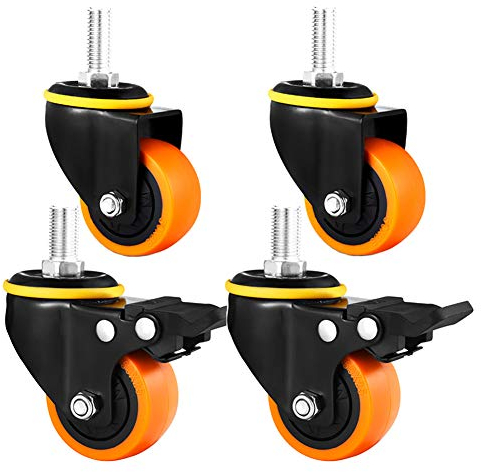 2 Zoll Möbelrollen 50mm Universal- Schwenken M8 / M10 Faden Lenkrollen Lenkräder Mit Bremse Leise Ve Hochleistungsrollen Zum Wagen Nähmaschine Regal 4 Stück (Jede Radlast 70 Kg)