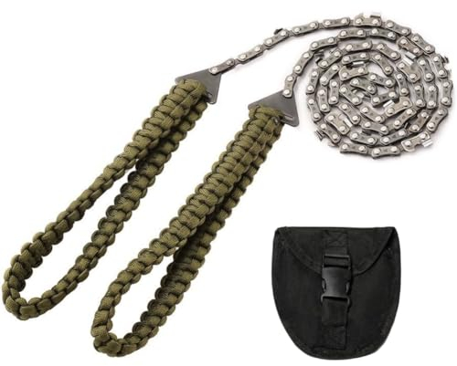 Uadme Handkettensäge, Tragbare Vielseitige Drahtsäge, Handsäge aus Stahl mit Paracord, Rostfreie Klappsäge für Äste und Bäume, Survival Säge für Camping Pfadfinder und Jagd, 109 cm