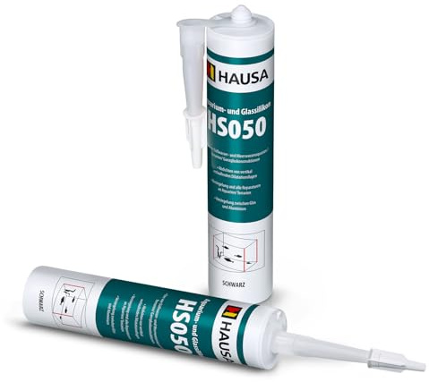 HAUSA Aquarium Silicone Verre Silicone HS050 Colle et mastic silicone professionnels pour aquariums terrariums et constructions en verre Résistant à l'eau douce et à l'eau de mer 2x310ml noir