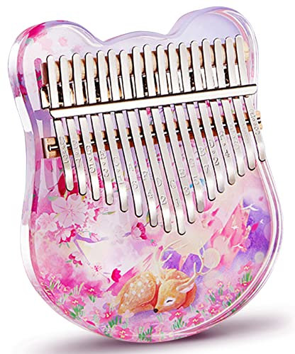 BOTOWI Portable Crystal Kalimba Daumenklavier 21 Tasten, Bear Shape Clear Crystal Kalimba 17 Tasten mit Eva-Schutzhülle Full Kit, Mbira Keyboard Musikinstrumente,Purple 17keys