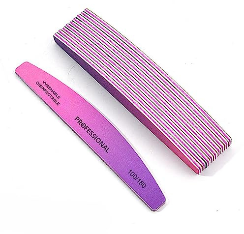 10/5Pcs Gradient Nail File Sanding Plastic Pedicure Buffer Block Professional Printed Nail Art Manicure Set Buffing Polish Tools-Pink Purple-5Pcs