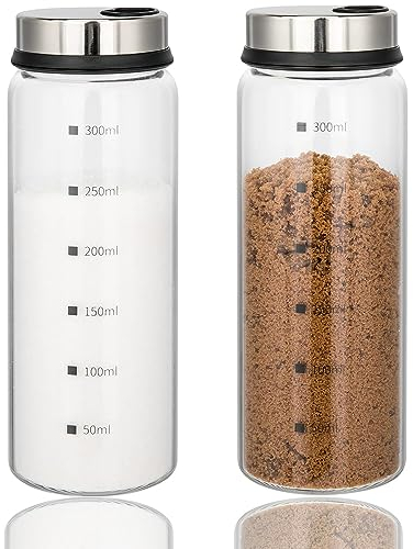 Aiareozy 2 pezzi Barattoli Spezie, Barattoli Portaspezie in Vetro Borosilicato, 300ml Contenitori Spezie, Barattoli per Spezie con Coperchi Rotanti, per Cucina, per Cucina, Grigliate All'Aperto