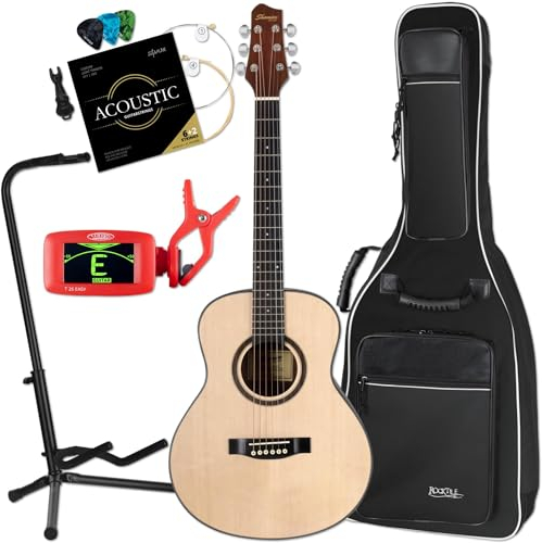 Shaman BB1-N Lil'D Westerngitarre Set - Korpusform: Mini Jumbo - Decke: Fichte - Boden & Zarge: Mahagoni - Hals: Sapele - Sparset inklusive Gigbag, Gitarrenständer, Clip-Stimmgerät und Gitarrensaiten