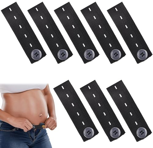 xianynow 8 Stück Schwangerschaft Hosenerweiterung, Verstellbare Knopfverlängerung für Hosen und Jacken - Elastische Bundverlängerungen