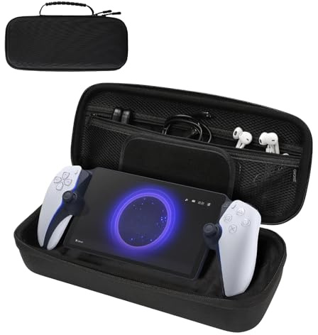 TiMOVO Estuche de Transporte para PS Portal Remote Player, Bolsa Protectora Rígida para PS Portal, Funda PS5 Mando con 10 Ranuras de Tarjetas, Bolsillo de Malla para Almacenar Accessories, Negro