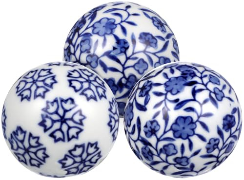 Ciieeo 3 Unids Bolas Flotantes De Cerámica Azul Y Blanca Esferas Decorativas para Piscina Acuario Y Centro De Mesa Adorno Hogar Y Jardín 1.96 Pulgadas
