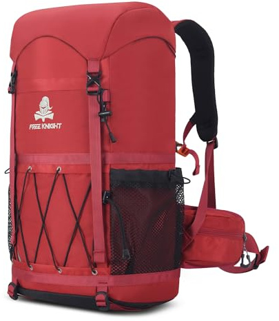 Bseash Mochila de senderismo impermeable de 40 L con cubierta para lluvia, bolsa de viaje para deportes al aire libre, mochila para camping, escalada, ciclismo, esquí, Rojo -, 40L US, Exteriores