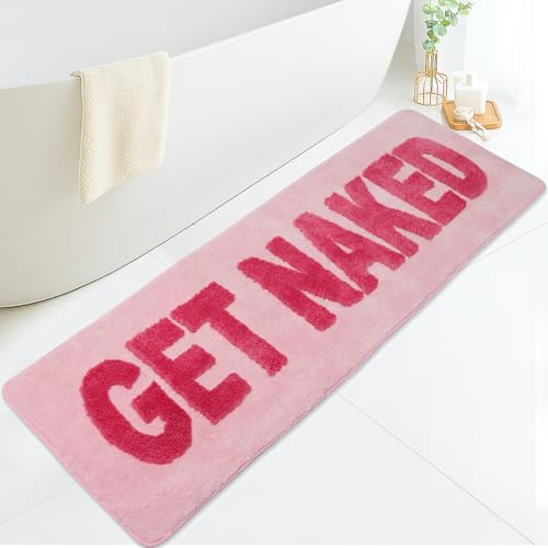 Ragelion Badematte Get Naked Bath Mat Badteppich Badezimmer Bad Teppich rutschfest Waschbar (rosa, 120 x 45cm)
