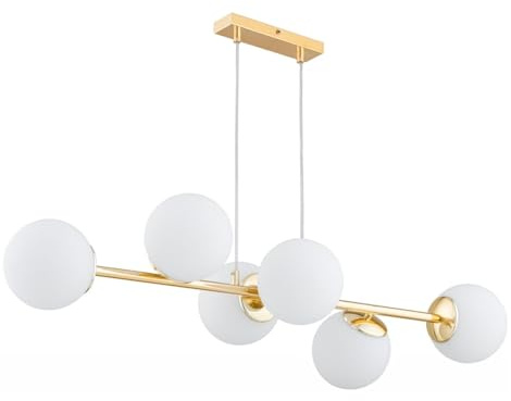 KAR LIGHTING Pendelleuchte 6-flammig Gold Glas klassische Hängelampe E27 LED geeignet Wohnzimmerlampe Esszimmerlampe Schlafzimmerlampe Flurlampe höhenverstellbar zeitlos elegante Innenbeleuchtung