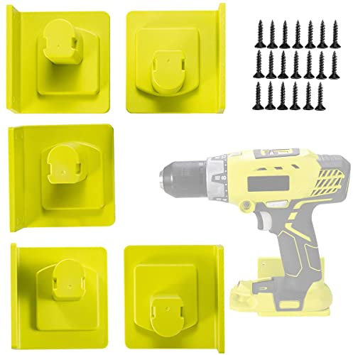 NZWBSHSSP 5 Pack Tool Holder Battery Holder Wall Mounted Tool Battery Dock Holder for 18V Battery Power Tool Holder with Screws for Workshop Garage Power Tool Organizer