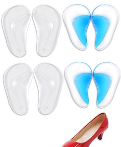 KGDUYC 4 pares de plantillas de soporte de arco de gel, plantillas ortopédicas de silicona para pies ortopédicos de soporte de arco para fascitis plantar de gel almohadillas de cojín (talla L)