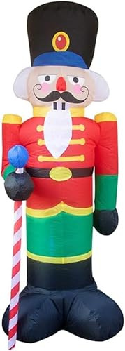 HUOLE Cascanueces Inflable de Navidad Soldado Inflable De Navidad Exteriores Porche Césped Jardín Patio Decoración Fiesta Decoraciones Navideñas -2,4m - Soldado de Nogal