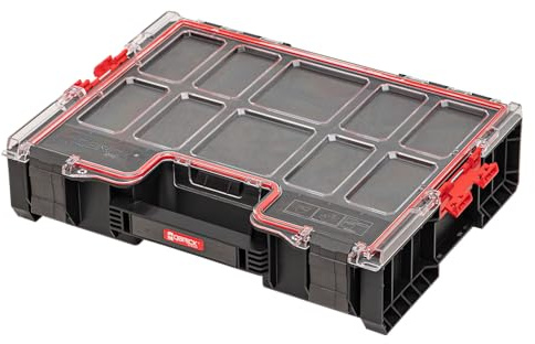 Qbrick System Werkzeugkoffer Werkzeugkasten Leer Werkzeugkiste PRO Organizer 300 MFI Schwarz Rot 450 x 358 x 110 mm