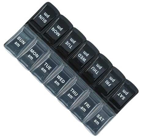 Wöchentliche Pillenbox 7 Tage – 7 Tage AM & PM Pillenbox | Tägliche Pillendose | Medikamenten-Organizer mit 14 Fächern | 7 Tage 2 Mal am Tag Vormittags-/Nachmittags-Medikamentenplaner