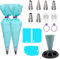 16 Pièces Kit de Pâtisserie Professionnel, Poche à Douille, Douilles à Pâtisserie, Douilles Professionnelles en Acier Inoxydable, Support de Poche à Douille, pour Décoration de Gâteaux et Muffins