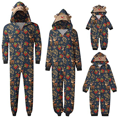 Sunfashion Weihnachten Schlafanzug Familien Outfits Mutter Vater Kind Mädchen Junge Nachtwäsche Hirsch Druck Nachthemd Plaid Pyjama Pants Hose Schlafanzüge Homewear Familienpyjamas Set Familien Passe