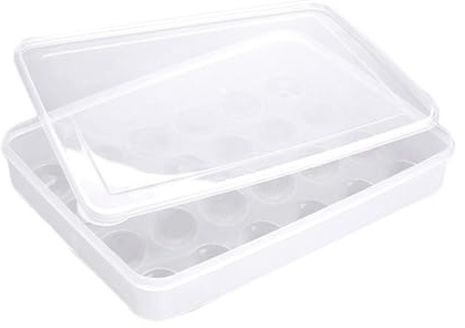 Contenitore per Uova da Frigorifero Trasparente 24 Scomparti Plastica | Coperchio Chiaro Impilabile, Formato 30, 5x21, 8x5, 8cm, per Casa e Cucina