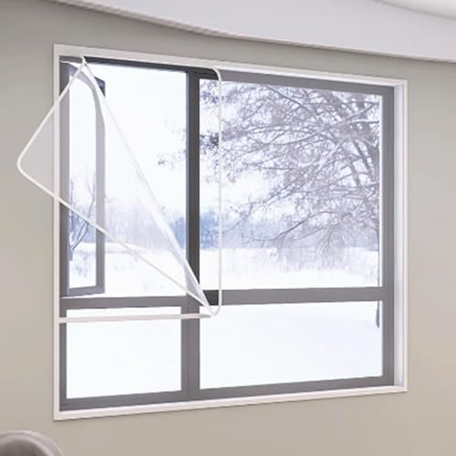 Thermo Cover Fenster-Isolierfolie mit gezippt,PVC Fenster Isolierung Gegen Kälte,Verschiedene Größen erhältlich,für Dach, Boden, Decke, Garage(transparent) (150cmx90cm)