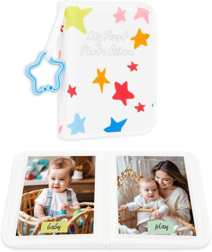 Baby's My First Photo Album for Baby Holds 21 6x4 Photos, Baby Photo book Soft Cloth Family Book, My First Family Album for 6x4 Babys Shower Kids Toddlers Family Pictures, Toddler Photo Album (White)