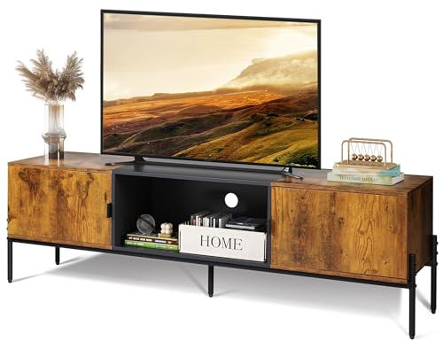 WLIVE Mueble de TV, Mueble bajo para televisores de hasta 65 Pulgadas, 147 x 37 x 43 cm, Mueble de TV con Espacio de Almacenamiento Abierto, Mesa de TV para Sala de Estar y Dormitorio Moderno