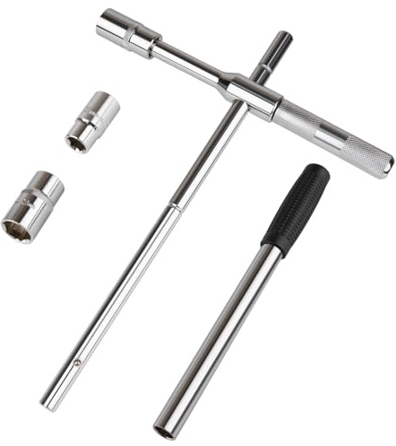Lyhubmh 23 Extended Lug Wrench - 4 Way Heavy Duty Tire Iron Lug Wrench with Storage Bag, Labor Saving Lug Nut Tool & Standard Sockets (17mm/19mm/21mm/23mm) for Car Wheel Maintenance