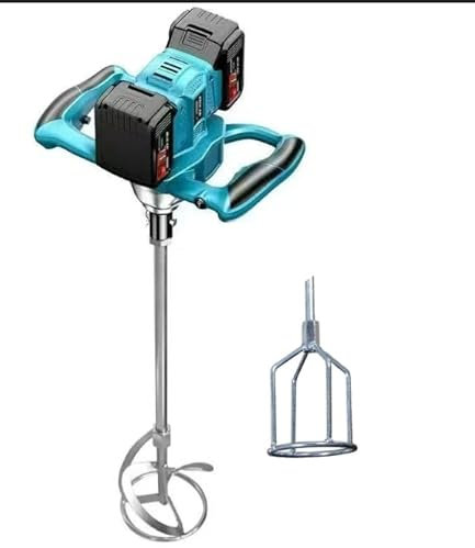 Batidora de mortero de color compatible con batería Makita de 18 V, sin escobillas, mezclador de cemento, transmisión de 6 velocidades, mezclador industrial para pintura, yeso, cemento, mortero (sin
