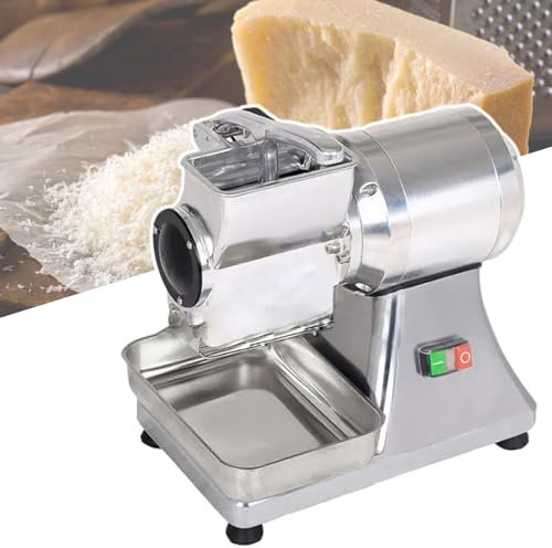 XCSCUK Rebanadora de rallador de Queso Comercial eléctrica, Molinillo de Queso Multifuncional, con Caja de Almacenamiento/botón de Parada de Emergencia (110V)