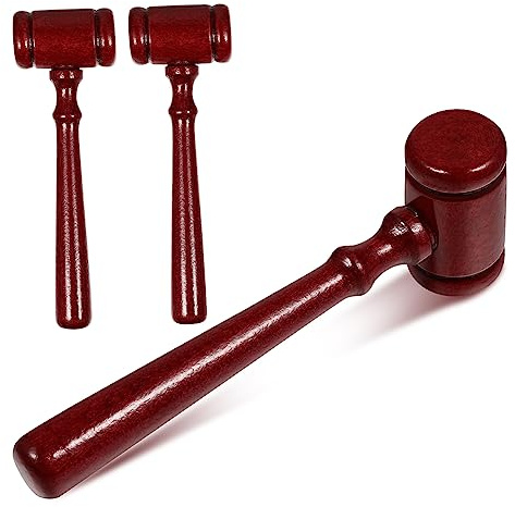 DOITOOL Lot de 3 mini marteaux de juge en bois poli sans bavures - Jouet pratique pour la motricité fine - Design traditionnel chinois - Décoration