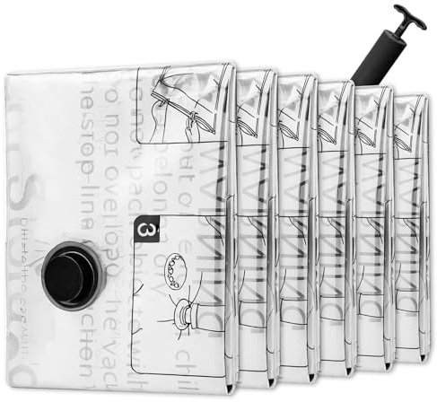 7 Stück Vakuumbeutel für Kleidung (60x40cm) Kleideraufbewahrung & Organisation, Vacuum Bags Wiederverwendbar Vakuumbeutel für Bettdecken Bettwäsche Kissen Travel Essentials