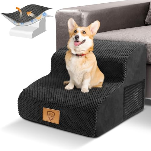 Hundetreppe 2 Stufen, Hundetreppe für Kleine Hunde 30cm, Katzentreppe mit Waschbar Bezug, Haustiertreppe für Hunde und Katzen, Katzentreppe für Alte Katzen