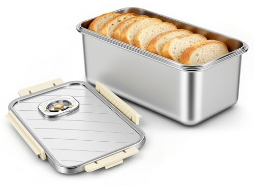 Brotkasten, Brotaufbewahrung Brotbox Küche für Frische, Brotkasten aus Edelstahl mit Zeitaufzeichnung, Knäckebrot Box mit Deckel, Versiegelter Brotkästen zum Aufbewahren von selbstgemachtem Brot