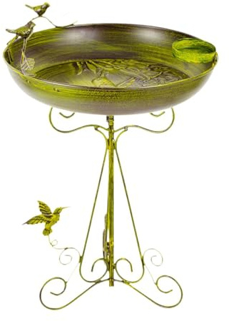 Colcolo Baño de pájaros de Metal con Pedestal Multiusos, Soporte de pie, Herramienta de jardín, comedero para pájaros para césped, jardín, Patio, decoración