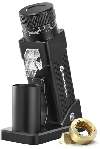 STARSEEKER Molinillo de café eléctrico E55 Pro, rebaba cónica de titanio de 55 mm, molinillo profesional de espresso con ajuste continuo y tecnología antiestática, para el hogar, oficina, café