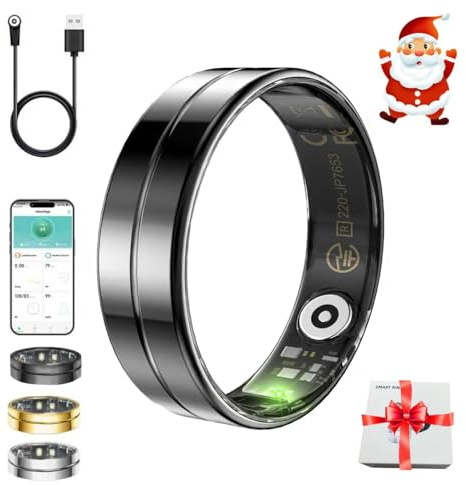 Bclsks Gifts Christmas for Women Men Mum Dad,Smart Ring,Health & Activity Tracker,Sleep Monitoring/Blood Oxygen/Motion Tracking,Waterproof & No Subscription Required,Gifts for Mum Her Dad Black 9