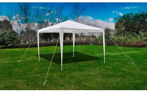 HETFTJN Gartenpavillon 3x3 m Pyramidendach weiß aus lackiertem Stahl und robustem Polyethylen wetterfest und langlebig für Garten Party Festival und Camping