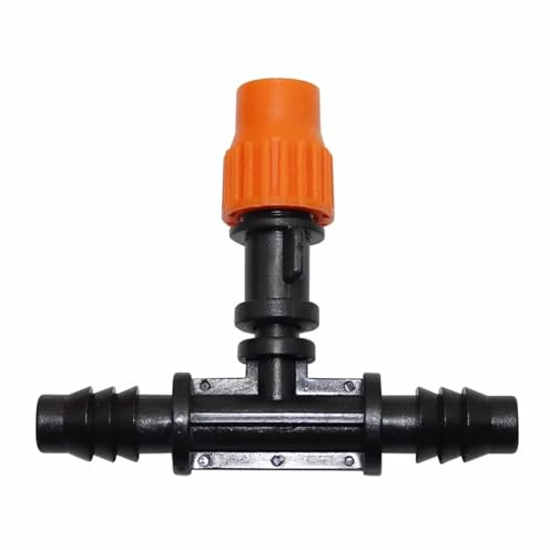Kit de 50 boquillas atomizadoras de 6 mm con conexión roscada macho de 1/2 y conector en T de 8 mm for riego de jardín y refrigeración.(50Pcs 6-8mm Nozzle)