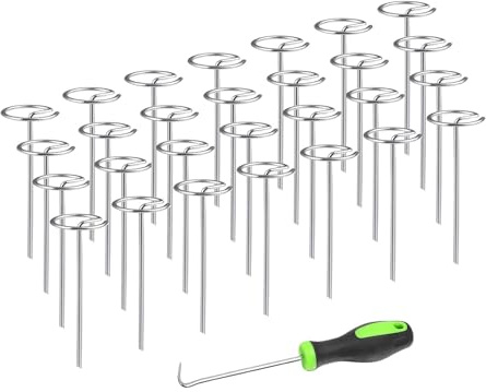 F Fityle 50 piquets Ronds avec Crochet pour Toile de paillage, agrafes de Jardin, piquets pour Tente, bâche à, Couverture de Plantes de