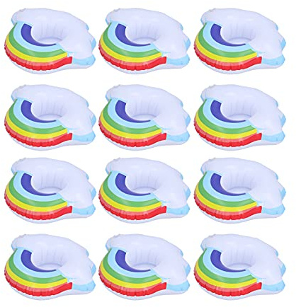 Portavasos Flotante, 12 Piezas Portavasos Inflables de Nubes Coloridas Flotadores Flotadores para Bebidas Portavasos Inflables Posavasos para Piscina de Verano