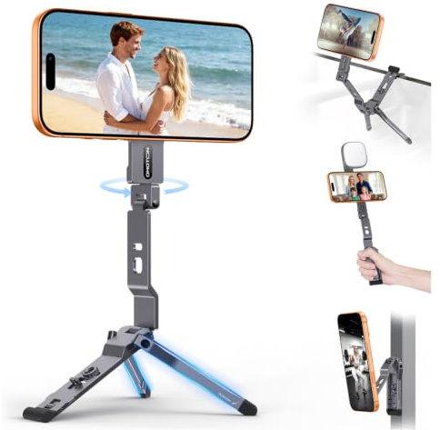 OMOTON TP03 [Ultra-Slim] 360° Rotating for MagSafe Tripod with Hook, Gray