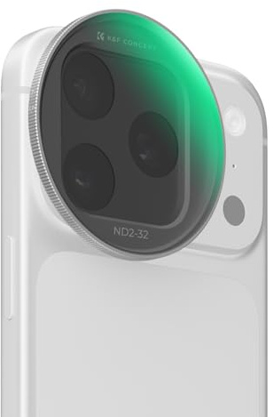K&F CONCEPT Snap-On ND2-32 Filter for iPhone 17 Pro & Pro Max | 11.2g Ultra-Lightweight Variable ND Lens Filter with Snap-on Deco Mount, AGC Glass 28-Layer Coating - Silver - FA301