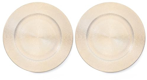 Vimin Box Juego de salvamanteles redondos | de plástico rígido Ø 33 cm | borde perlinado, bajoplato elegante para Navidad, bodas y eventos | Decoración de mesa refinada (2, dorado)
