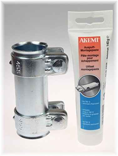 BayWorld Auspuff Universal Rohrverbinder 43x125mm mit Montagepaste 140g AKEMI