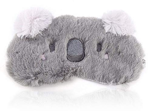 LHKJ söt djur fluffig sovmask för ögonen, mjuk plysch ögonbindel ögonskydd med 3D-öron grå koala för barn